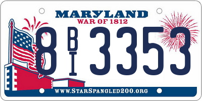 MD license plate 8BI3353