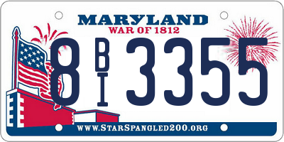 MD license plate 8BI3355
