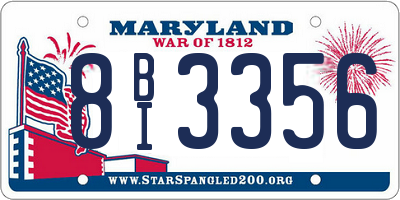 MD license plate 8BI3356