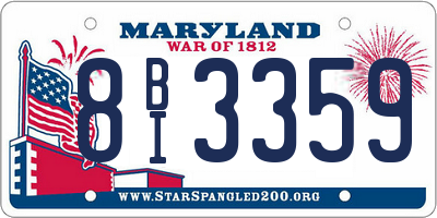 MD license plate 8BI3359