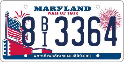 MD license plate 8BI3364