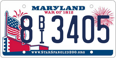 MD license plate 8BI3405