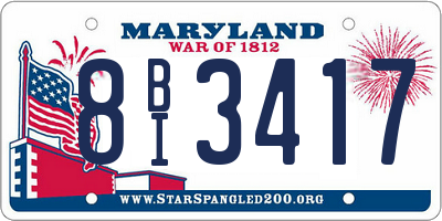 MD license plate 8BI3417