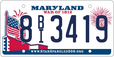 MD license plate 8BI3419