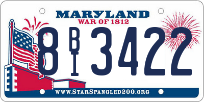 MD license plate 8BI3422