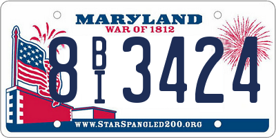 MD license plate 8BI3424