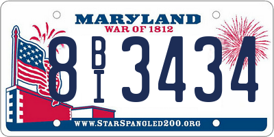 MD license plate 8BI3434
