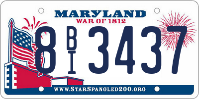 MD license plate 8BI3437