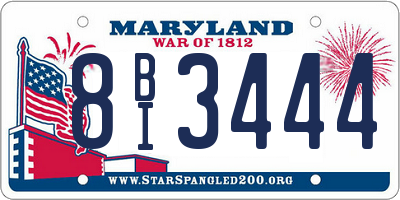 MD license plate 8BI3444