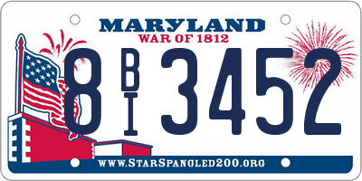 MD license plate 8BI3452