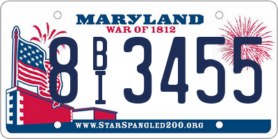 MD license plate 8BI3455