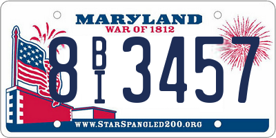 MD license plate 8BI3457