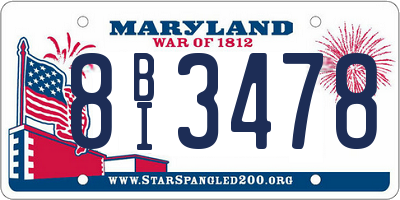 MD license plate 8BI3478