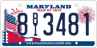 MD license plate 8BI3481