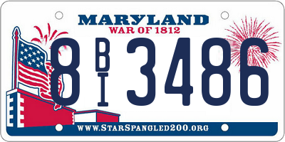 MD license plate 8BI3486