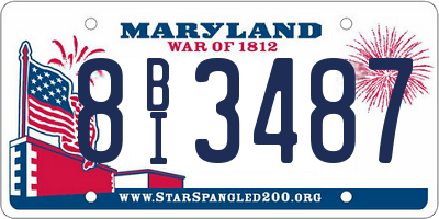 MD license plate 8BI3487