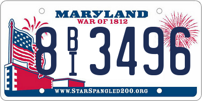 MD license plate 8BI3496