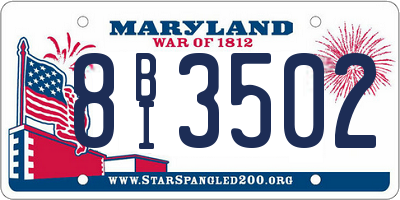 MD license plate 8BI3502