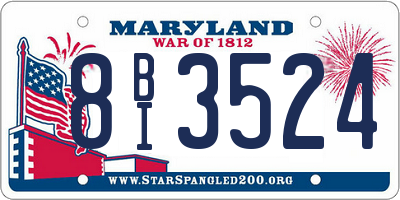 MD license plate 8BI3524