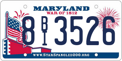 MD license plate 8BI3526