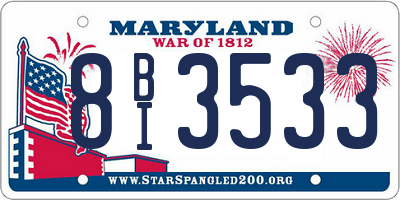 MD license plate 8BI3533