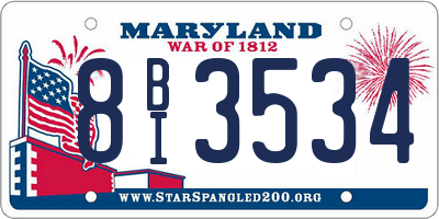 MD license plate 8BI3534
