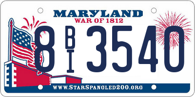MD license plate 8BI3540