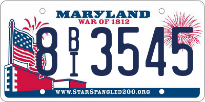 MD license plate 8BI3545