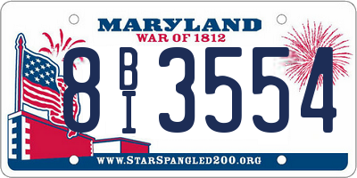 MD license plate 8BI3554