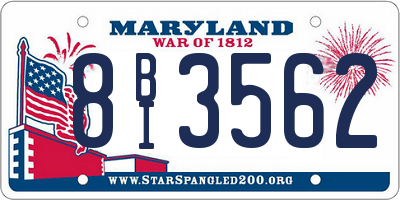 MD license plate 8BI3562