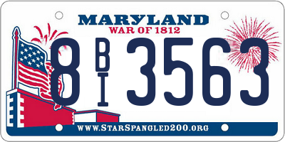 MD license plate 8BI3563