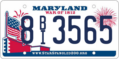 MD license plate 8BI3565