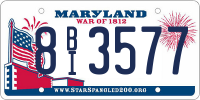 MD license plate 8BI3577