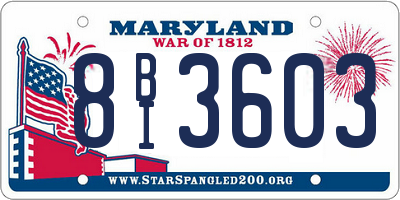 MD license plate 8BI3603