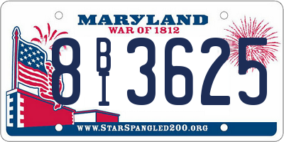 MD license plate 8BI3625