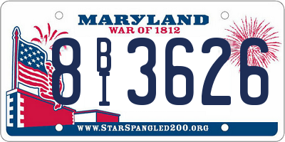 MD license plate 8BI3626
