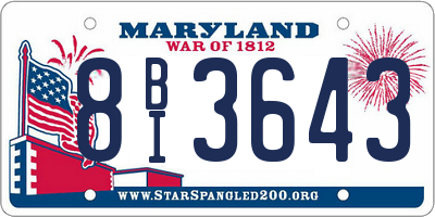 MD license plate 8BI3643