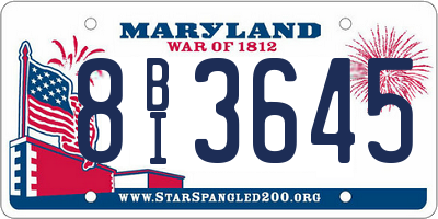 MD license plate 8BI3645