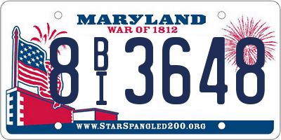 MD license plate 8BI3648