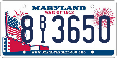 MD license plate 8BI3650