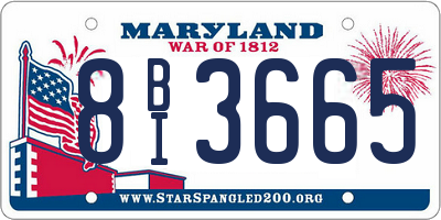 MD license plate 8BI3665