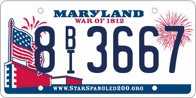 MD license plate 8BI3667