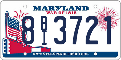 MD license plate 8BI3721