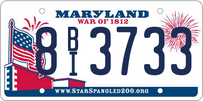 MD license plate 8BI3733