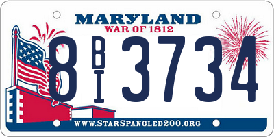 MD license plate 8BI3734