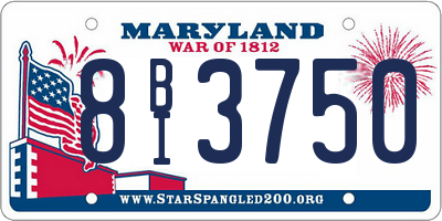 MD license plate 8BI3750