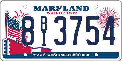 MD license plate 8BI3754