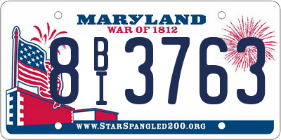MD license plate 8BI3763