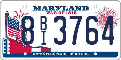 MD license plate 8BI3764