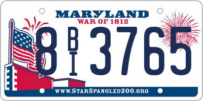MD license plate 8BI3765